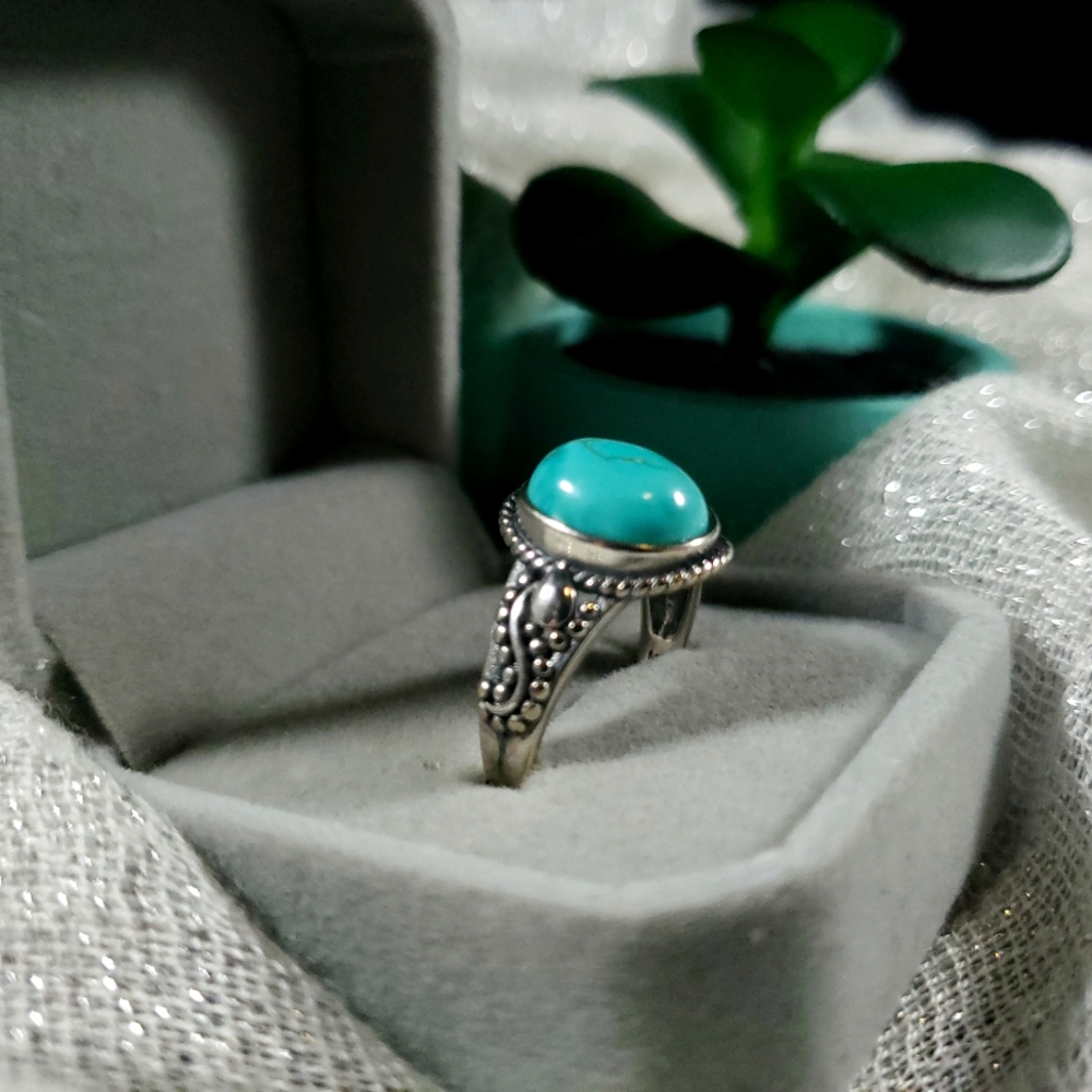 Multiple Sizes Turquoise Silver Ring - Picture 6 of 6